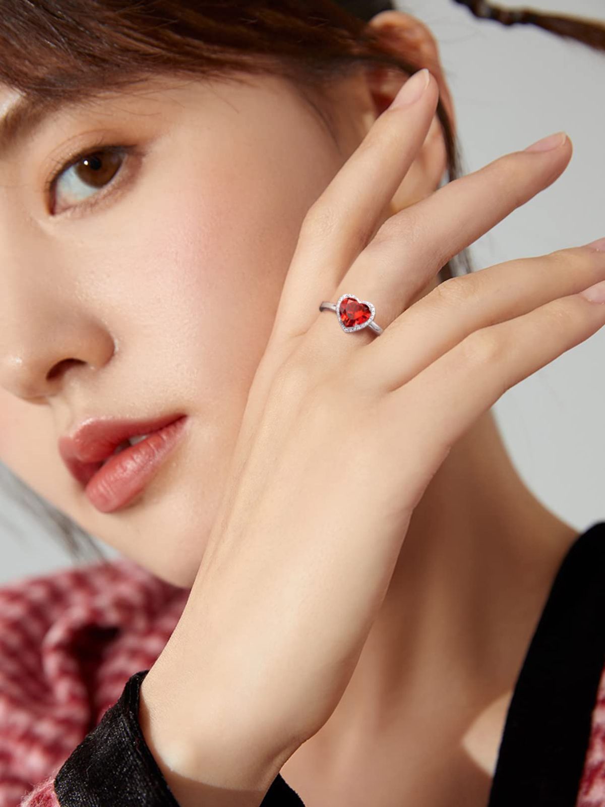 女性 誕生石 大粒 フリーサイズ ジルコニア シルバー925 リング ハート レディース 指輪 ChicSilver