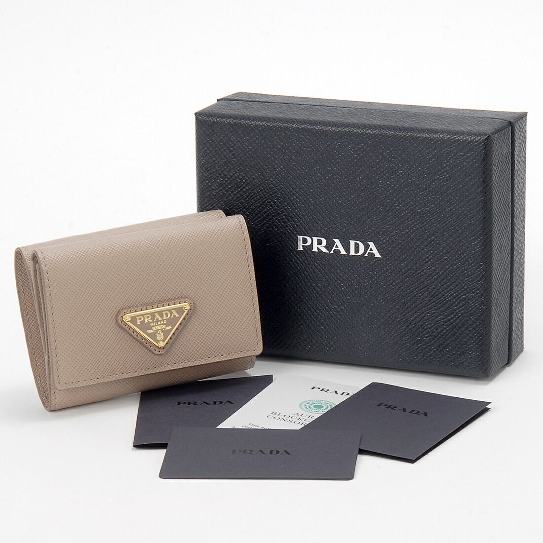 PRADA プラダ 三つ折り財布 レディース ベージュ 1MH042 QHH F0236