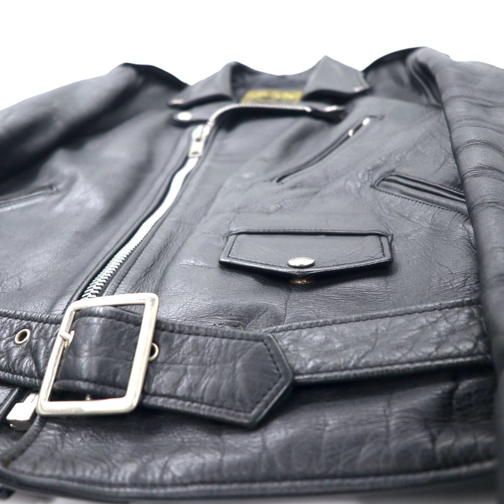 VINTAGE GENUINE LEATHER CUIR NATUREL RIDERS JACKET ダブル
