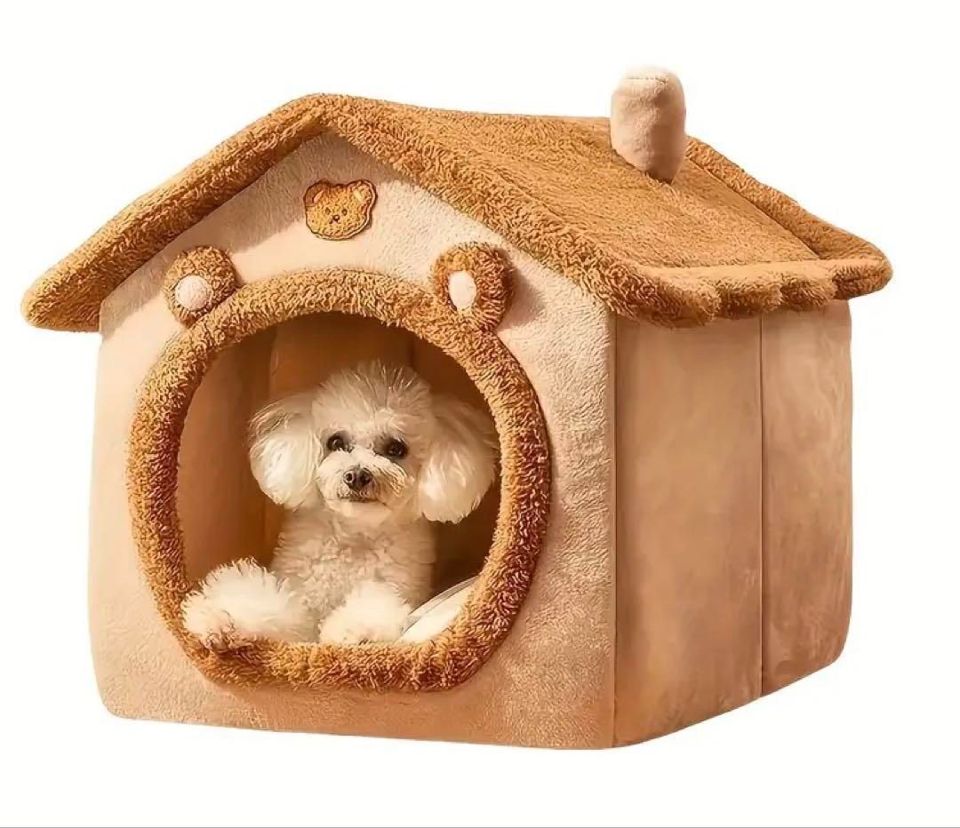 犬猫用ハウス ベージュ 家型 あったかそざい