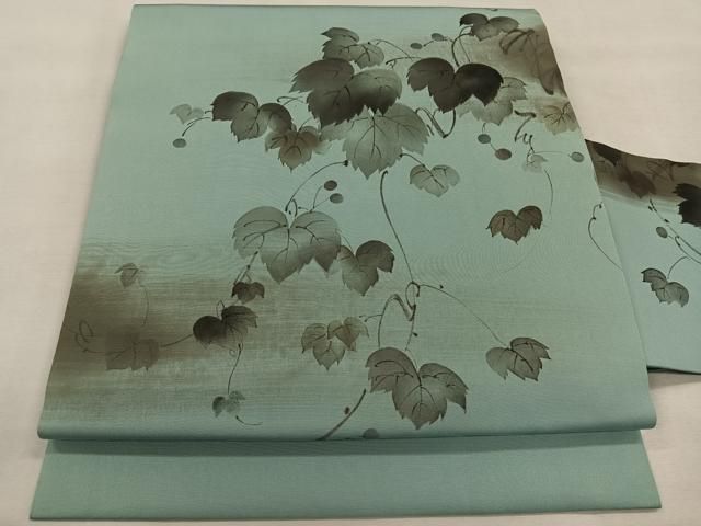 平和屋着物◎塩瀬 九寸名古屋帯 手描き 蔦の葉文 正絹 逸品