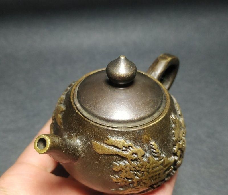茶壺 双竜匣銅壺 銅器 茶道具 香道具 装飾品 工芸品 美術品 置物 銅器 銅壺 墨壺 茶壺 茶器 文房具 装飾品 工芸品 置物 - メルカリ