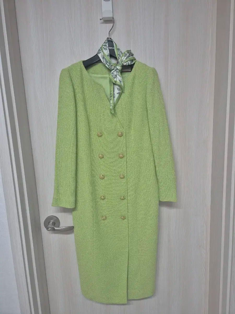 MOJO.S.PHINE モジョエスピン 緑 ツイードワンピース