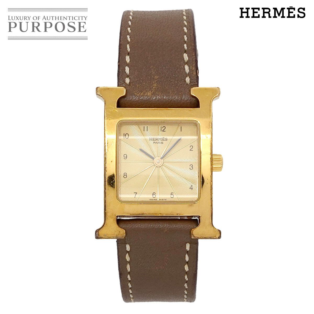 新品未使用 HERMES エルメス 腕時計 Hウォッチ ミニ 21mm ゴールド