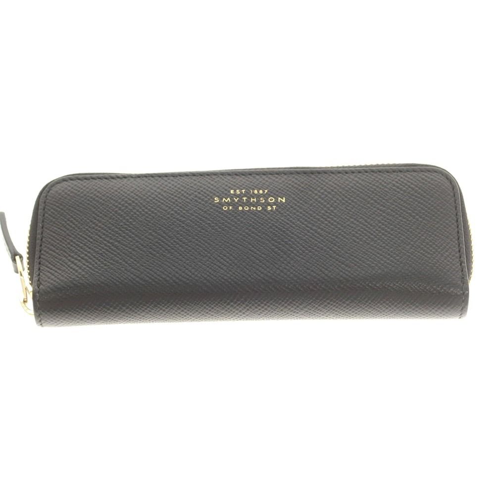 スマイソン SMYTHSON 型押しレザー ペンケース ブラック メンズ