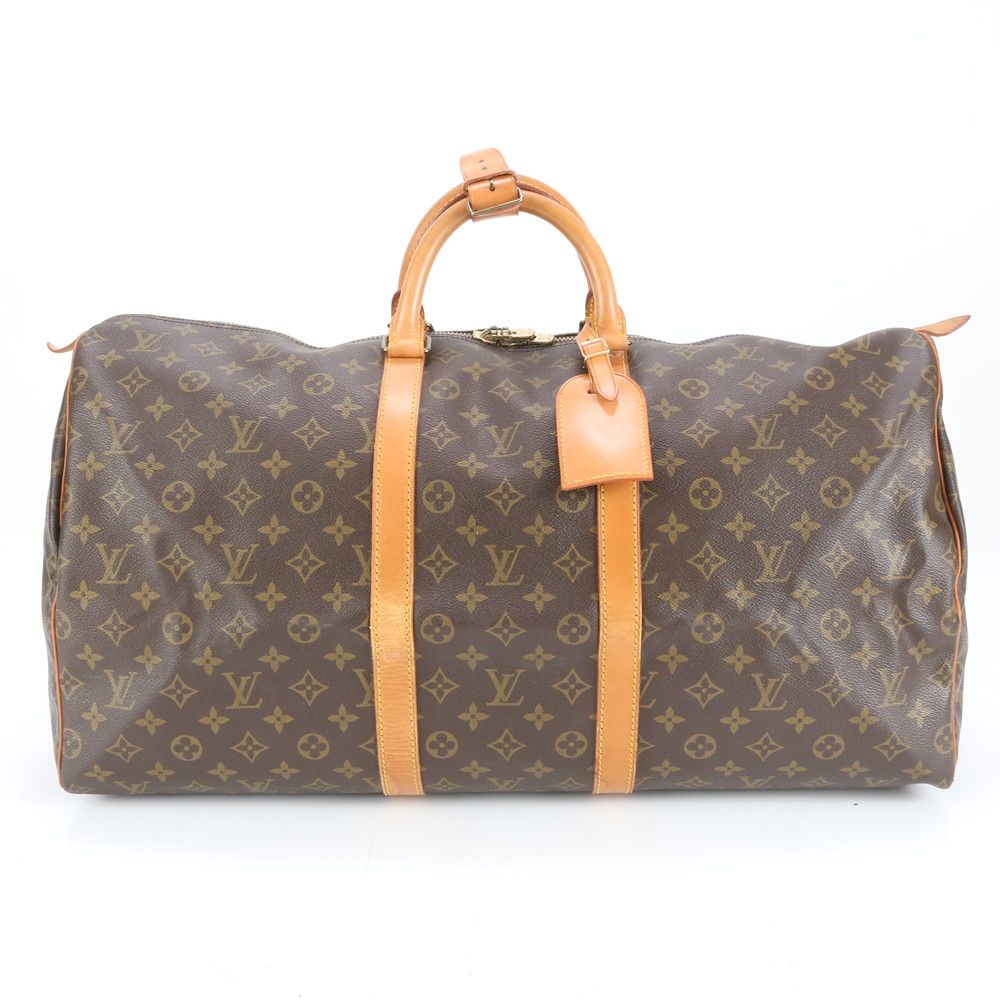 ルイヴィトン モノグラム キーポル 55 M41424 レザー ボストン バッグ 出張 旅行 トート ブラウン 茶色 A4 メンズ RRE CS31-3