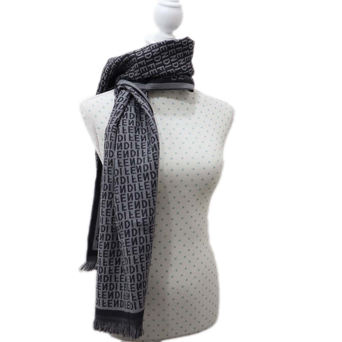 FENDI　フェンディ　マフラー　グレー FFマフラー ウール グレー | Fendi