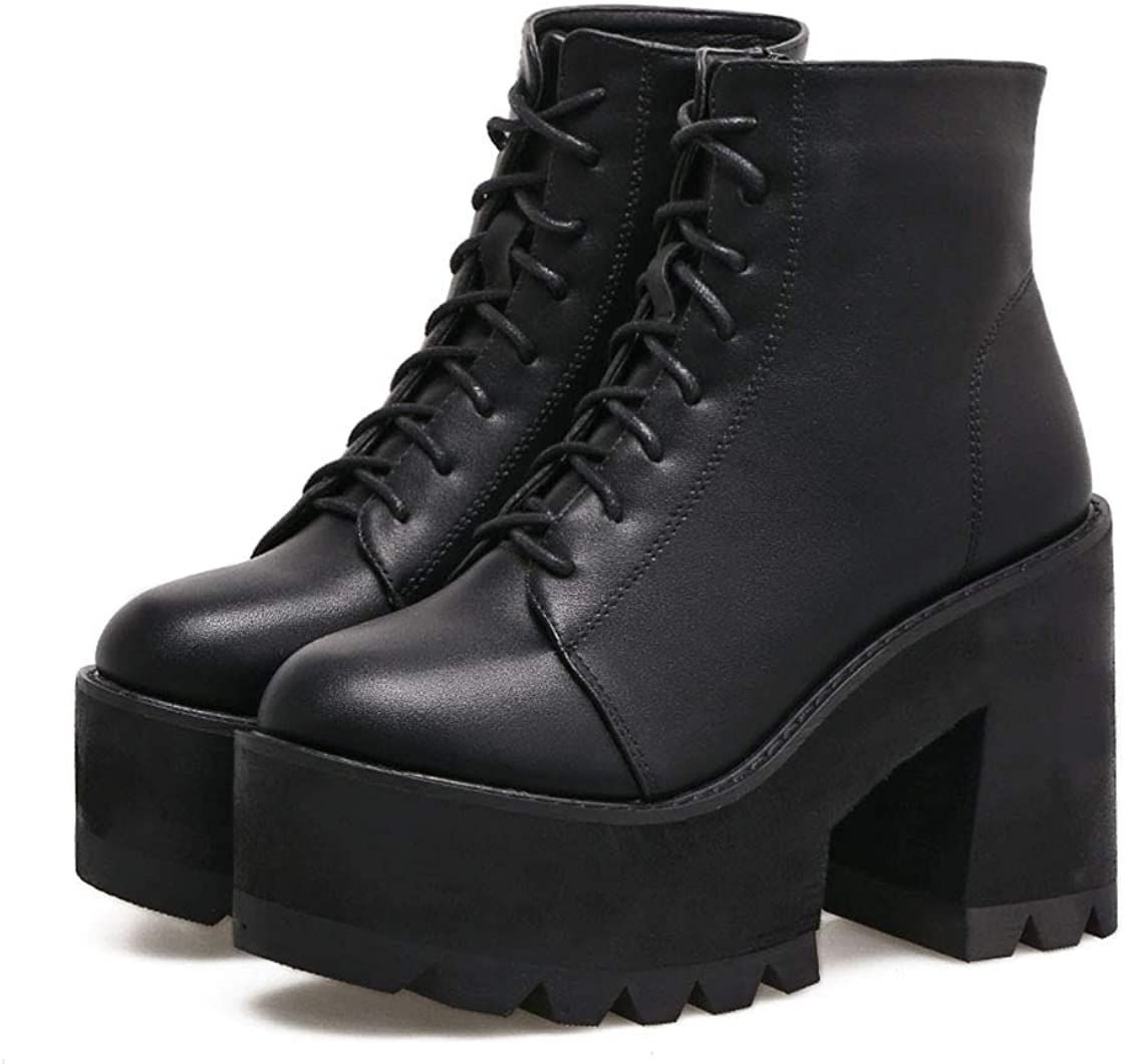 ブーツ 超 厚底 レディース 17cm サイドジッパー ショート レース