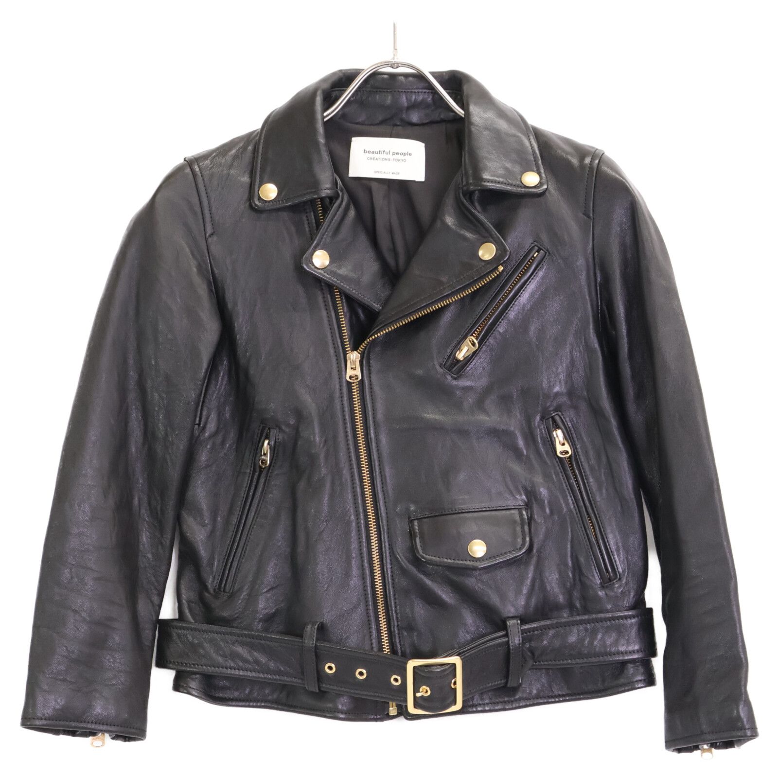 美品 ビューティフルピープル ライダースジャケット サイズ 140 ラムレザー vintage leather THE / a riders jacket size140～160