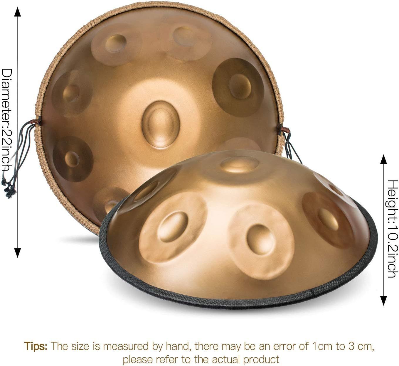 人気推薦◆ハンドパンドラム楽器 AS TEMANハンドパンニ短調9ノート22インチスチールハンドドラム ソフトハンドパンバッグ付き ハンドパンマレット