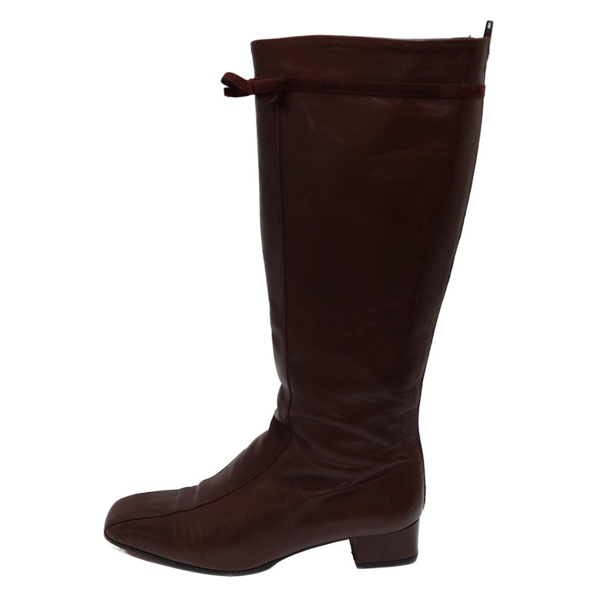 BALLY バリー ロングブーツ 37 1|2 レディース - ダークブラウン リボン レザー