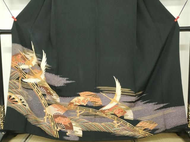 平和屋着物□豪華黒留袖 作家物 道長飛鶴文 暈し染め