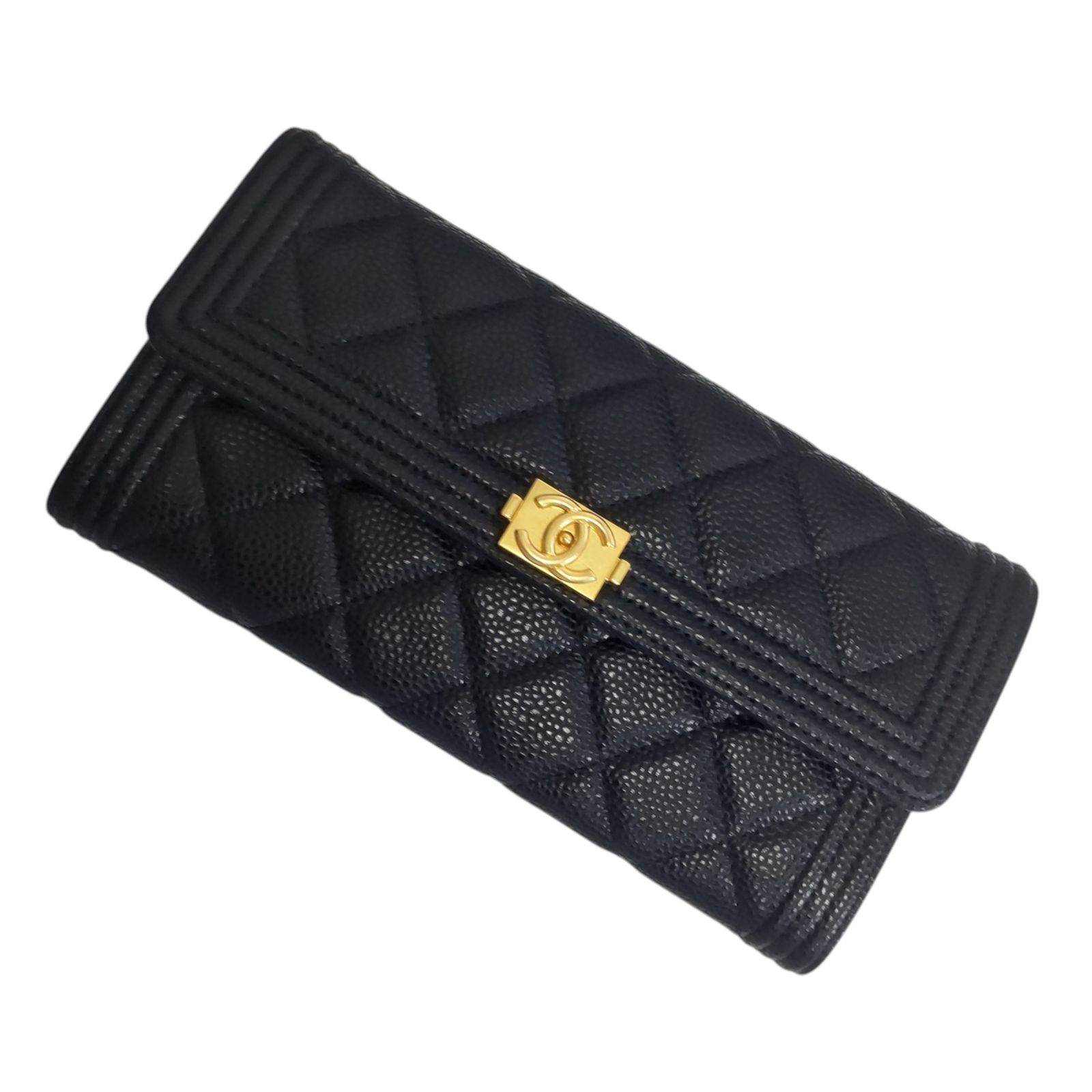未使用】 CHANEL シャネル 長財布 ボーイシャネル キャビアスキン  