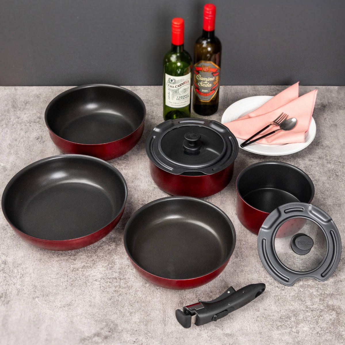 サーモス 取っ手のとれるフライパン8点セット IH対応 着脱ハンドル式