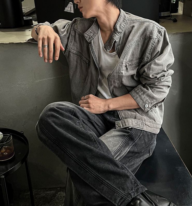 【COSYHARU】Vintage Curve Slit Denim Jacket COSYHARU公式]vintage curve slit denim jacket 関税・送料込み
