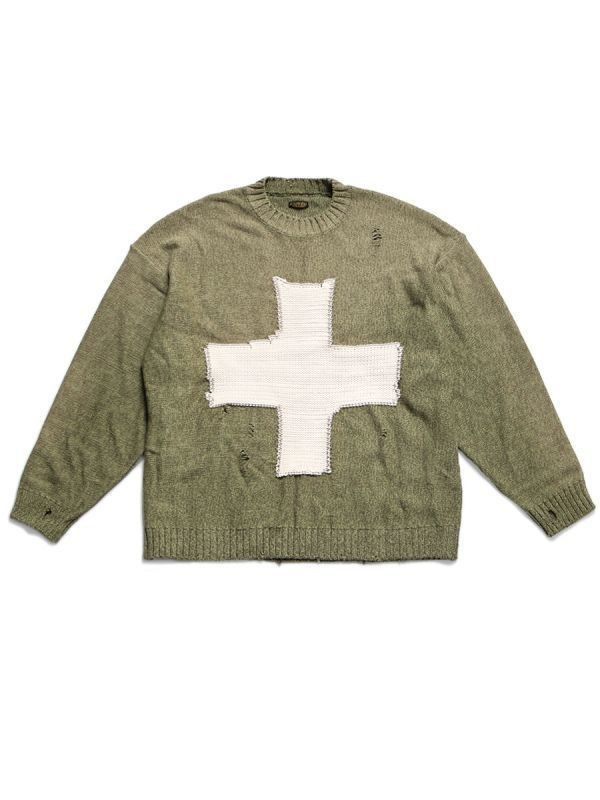 KAPITAL キャピタル ニットセーター クロス 十字 knit sweater 3 L ...