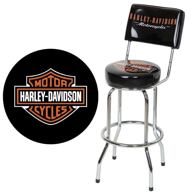 スツール HARLEY-DAVIDSON ハーレーダビッドソン B&S バースツール（バックレスト付き） HDL-12204 椅子 チェア  カウンターチェア バー アメリカ雑貨 - メルカリ