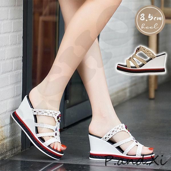 サンダル レディース 厚底サンダル ウェッジソール スリッパ 厚底 歩きやすい ヒール 春 夏 低反発 疲れにくい 履きやすい カジュアル 痛くない