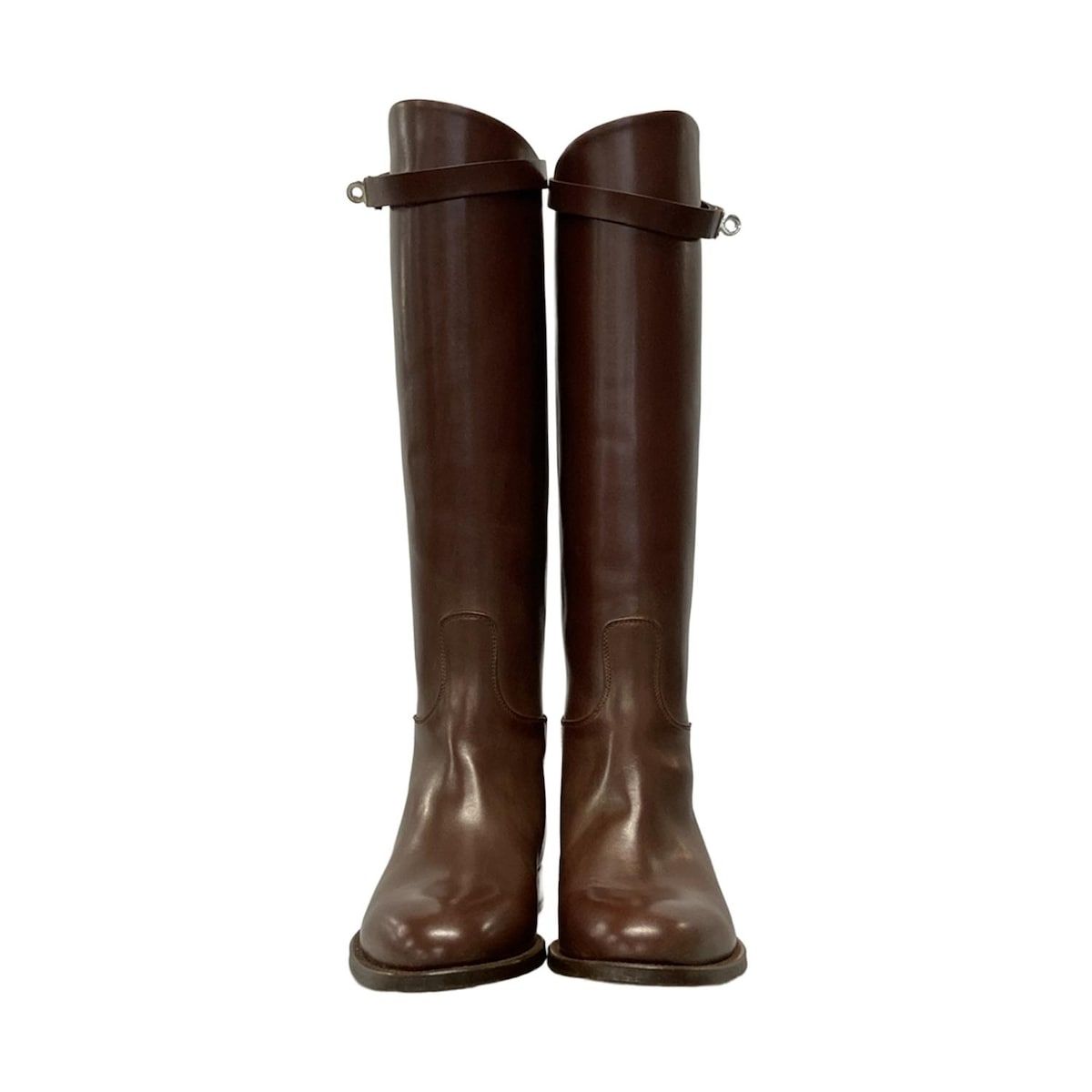【２０１４最新作】 HERMES エルメス ロングブーツ 37 レディース ジャンピング ダークブラウン ケリーバックル|シルバー金具 レザー 配送商品は通常配送無料。