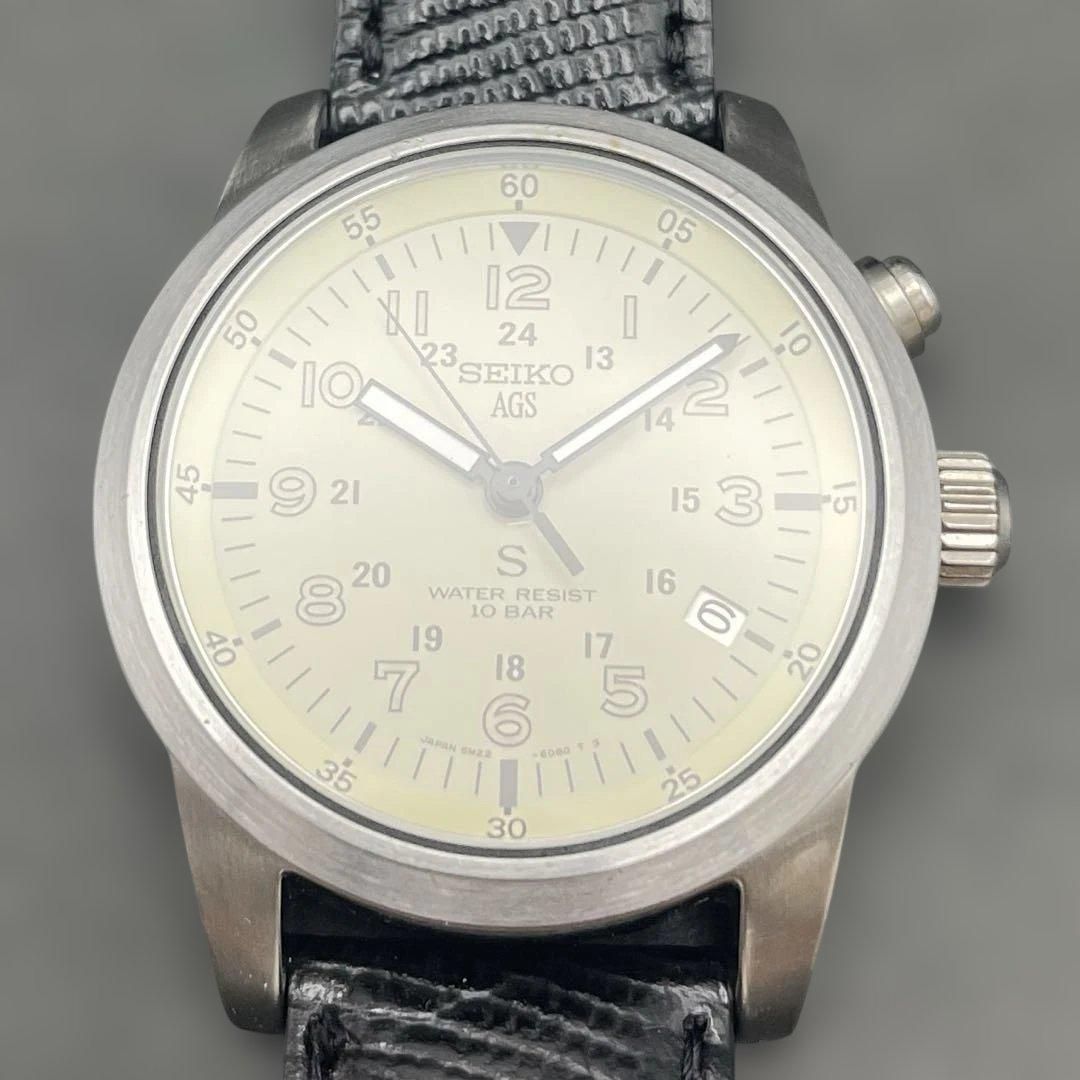 二次電池交換済】SEIKO SUSサス AGS 5M22-6C20 ミリタリー