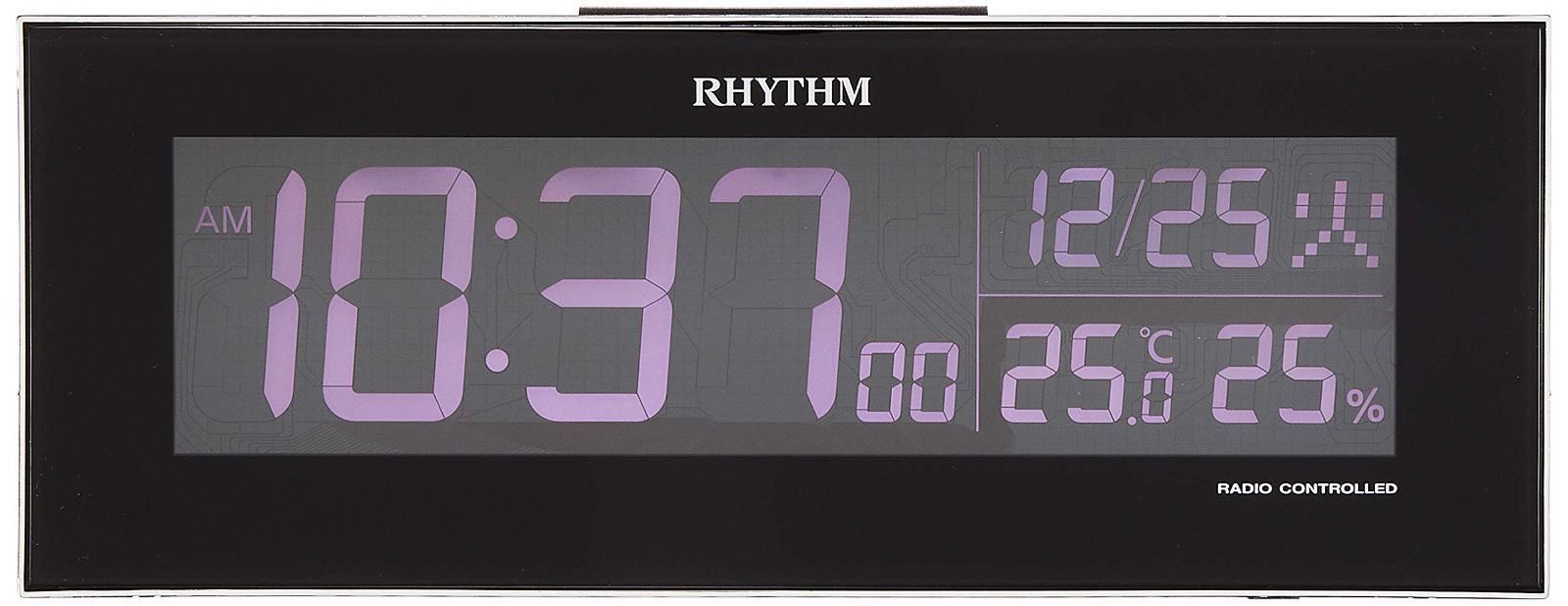 ブラック リズム(RHYTHM) 目覚まし時計 電波時計 デジタル グラデーション LED 365色表示 AC電源 黒 イロリア Iroria 8RZ173SR02