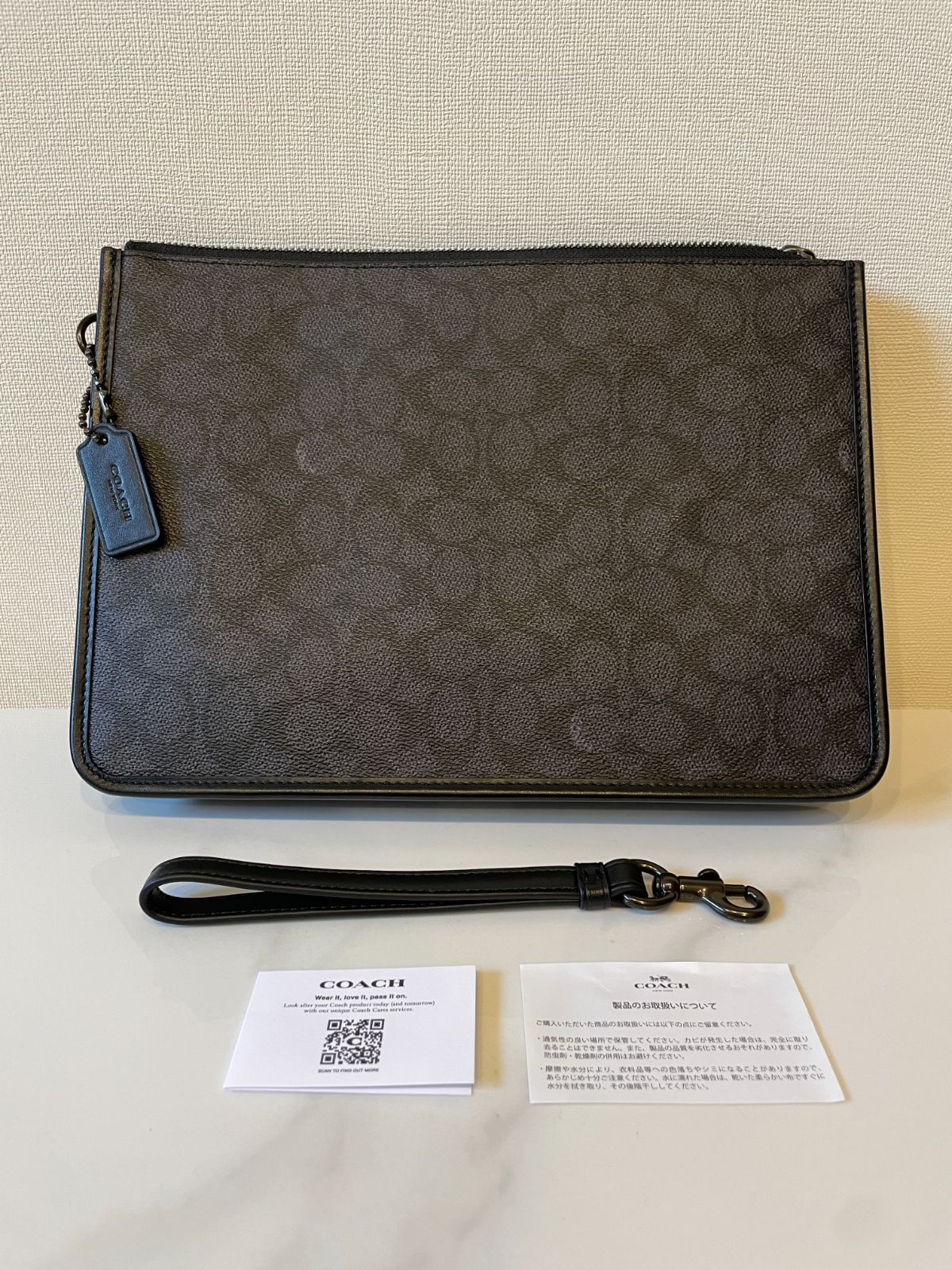 極美品】COACH コーチ チャーター ポーチ・シグネチャー キャンバス 