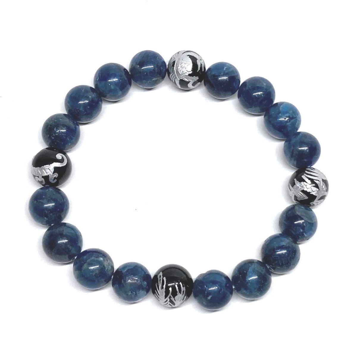 10mm 四神獣銀彫オニキス×ラピスラズリ パワーストーン