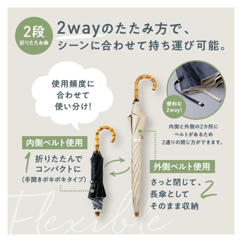 2025】最強の日傘 日傘 UVO（ウーボ）CALM 2段折 無地 ミニ グレー