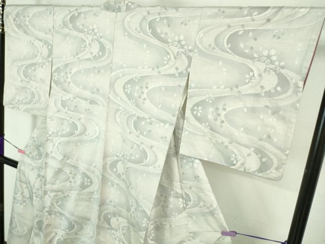 平和屋着物□極上 本場大島紬 白大島 優粋泥 小さな流れ 窪田織物謹製