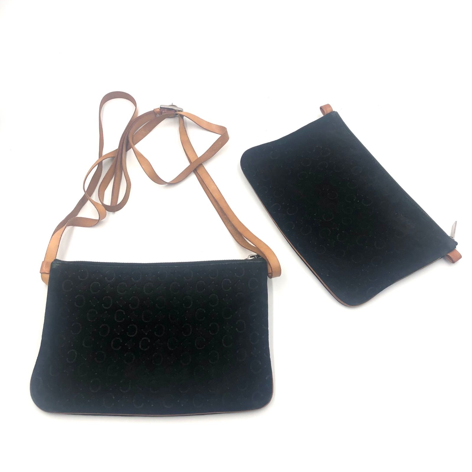 □美品□稀少□CELINE セリーヌ Cマカダム 2連ショルダーバッグ