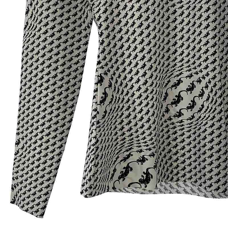 【美品】  MARINE SERRE / マリーンセル | 2020AW | SECOND SKIN TURTLENECK TOP トカゲプリント タートルネック カットソー ロンT | L | ホワイト / ブラック | レディース 美品】 MARINE SERRE / マリーンセル | 2020AW | SECOND SKIN