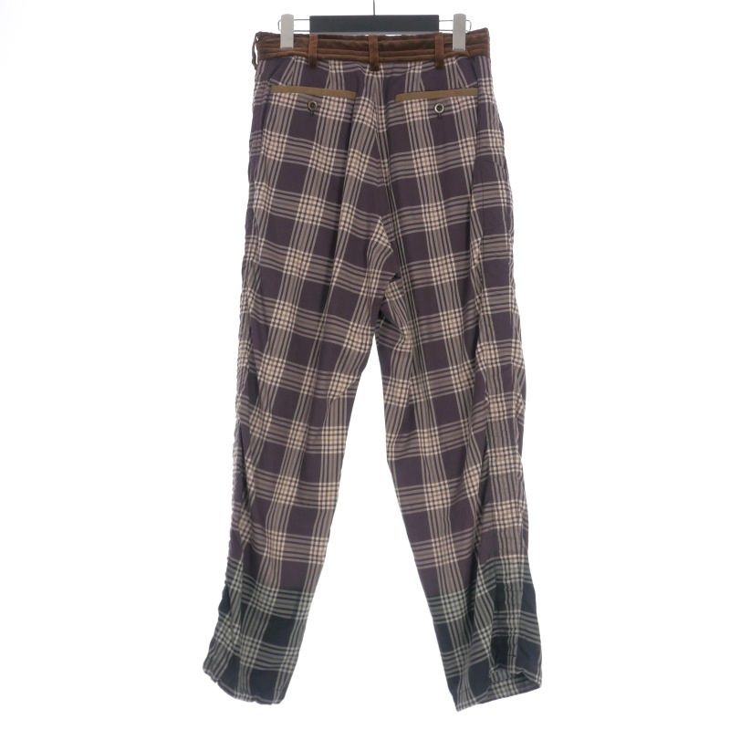 サカイ　sacai チェック柄　パンツ サカイ sacai チェック柄 パジャマパンツ スラックス 0 パープル