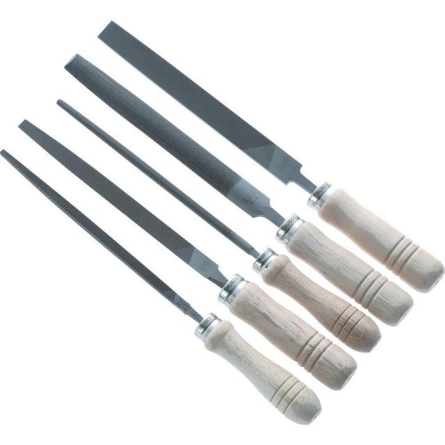 TRUSCO トラスコ 鉄工用ヤスリ 木柄付 5種類セット 中目 刃長250 TST25002S