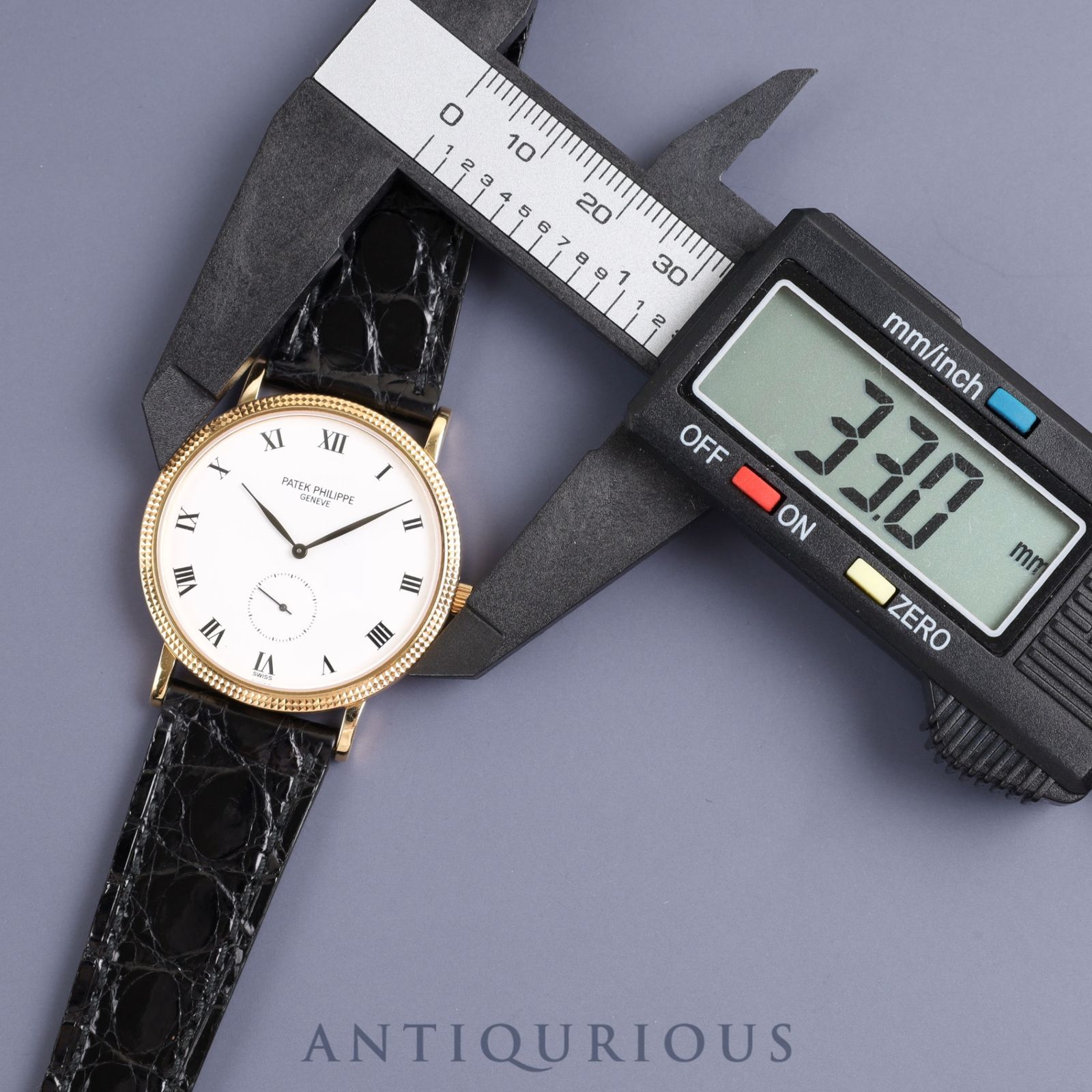 PATEK・PHILIPPE パテック・フィリップ CALATRAVA カラトラバ 3919J 手巻き Cal.215 YG 純正革ベルト 純正尾錠（750）シルバー文字盤 紙箱