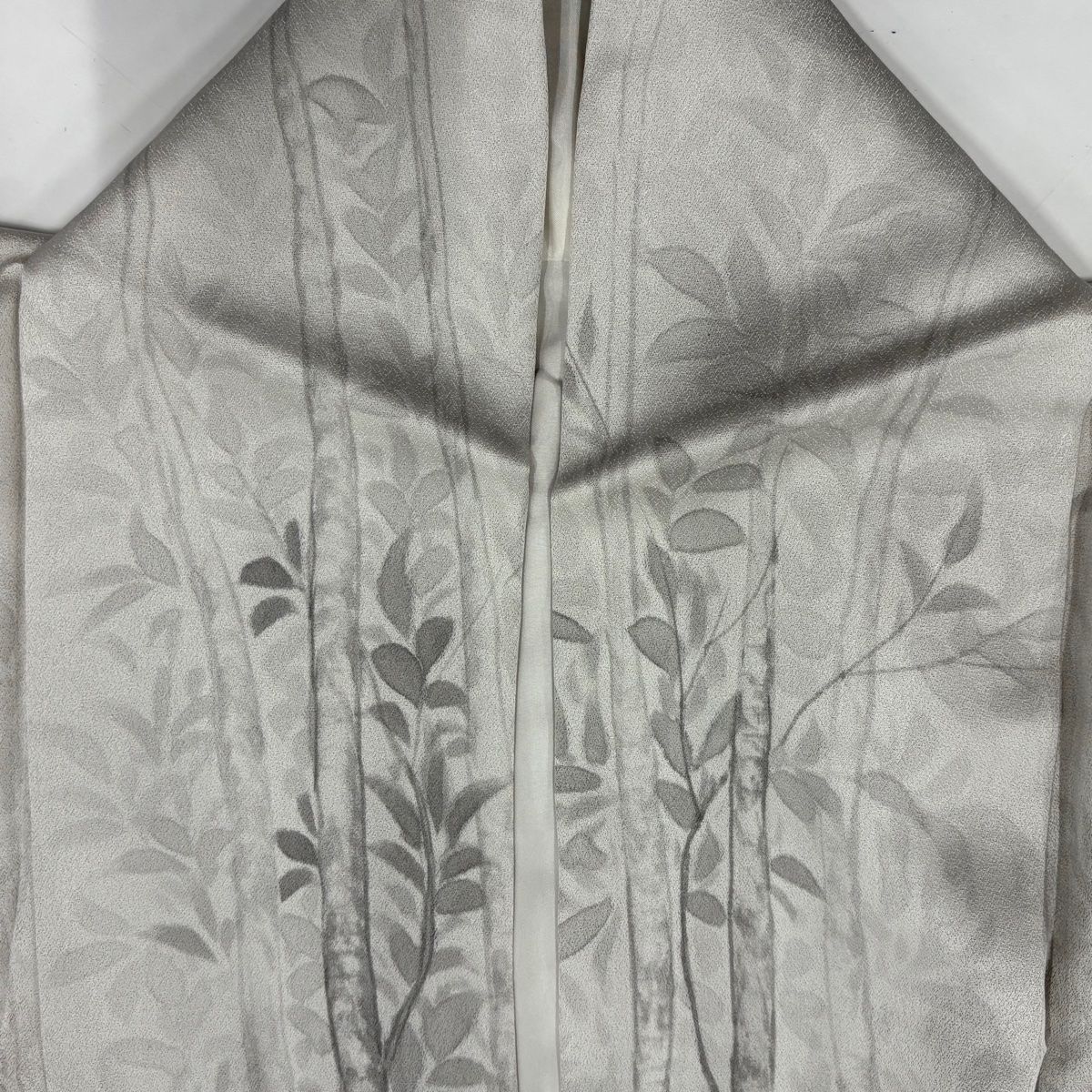 訪問着 身丈167cm 裄丈63cm S 袷 蔦 枝葉 灰色 正絹 秀品 【中古】
