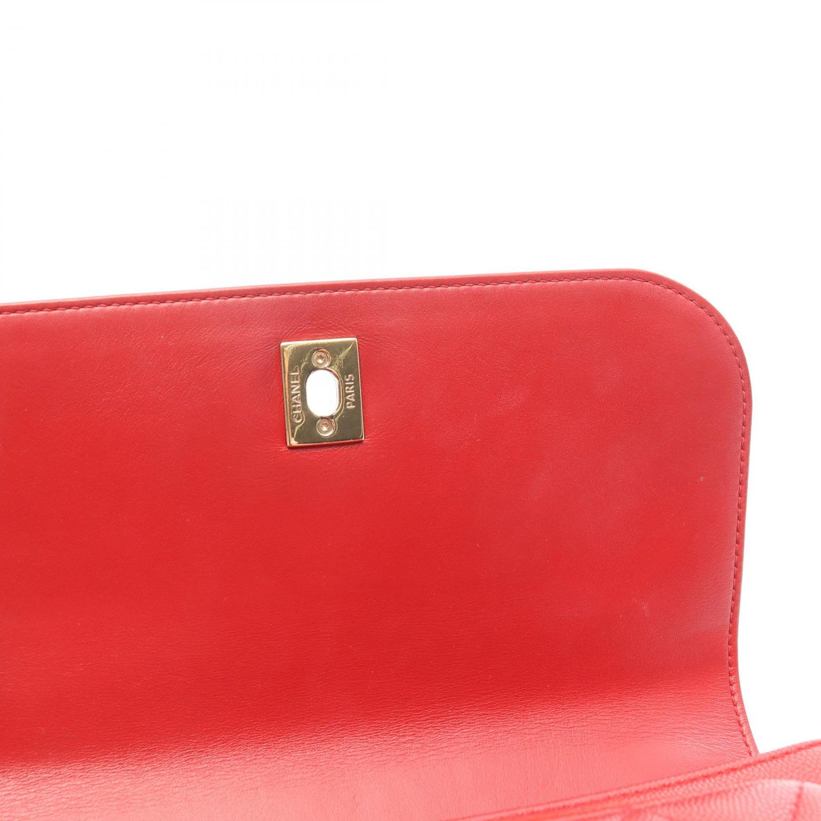 シャネル CHANEL ショルダーバッグ マトラッセ レッド カーフ（牛革