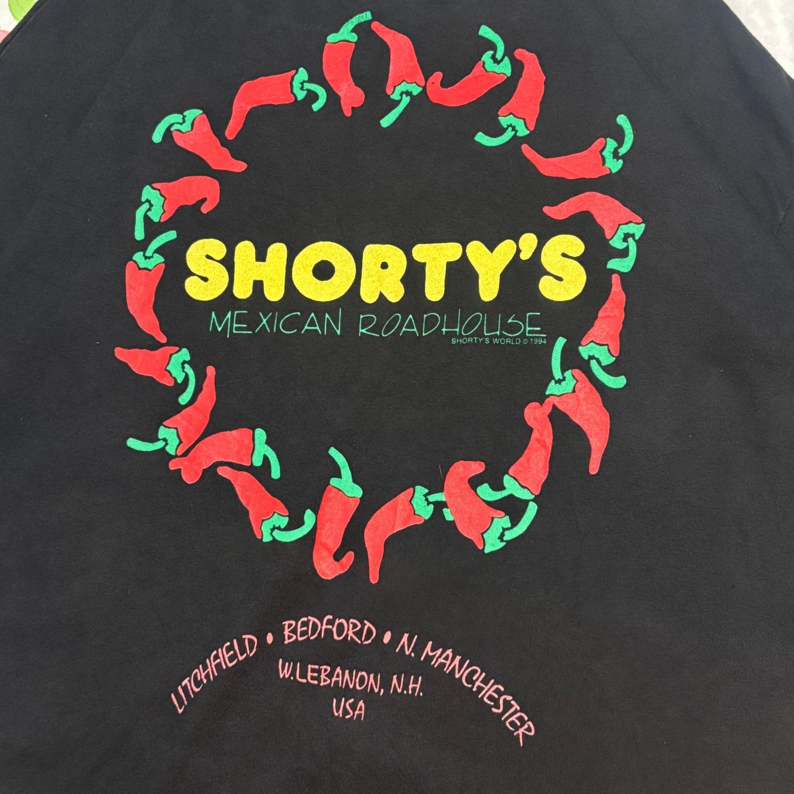 D161】90s Hanes SHORTY'S Chili pepper T-shirt black X-large / 1990