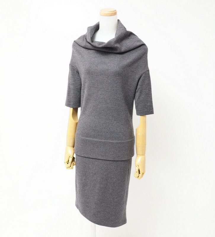 Brunello Cucinelli ブルネロクチネリ ワンピース サイズXS アシンメトリー ウール 無地 イタリア製 ブランド古着 20250322|GP4685