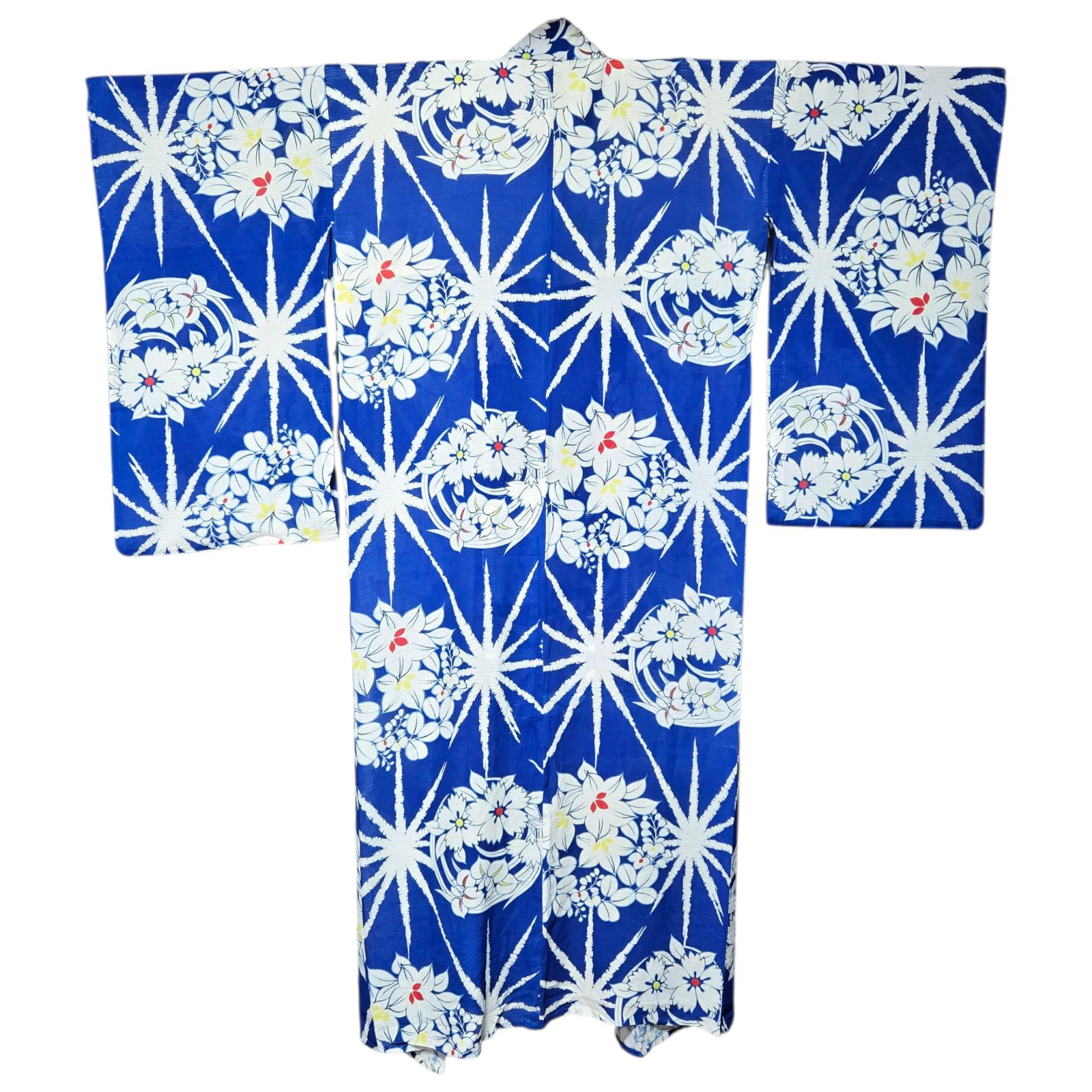 麻の葉 百合 撫子 アンティーク夏着物 絽 - メルカリ