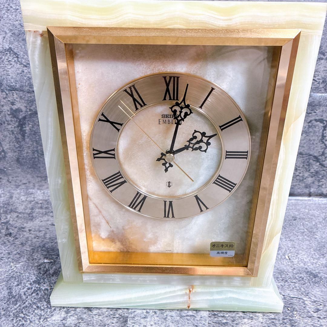 SEIKO EMBLEM 置時計 オニキス セイコー 大理石
