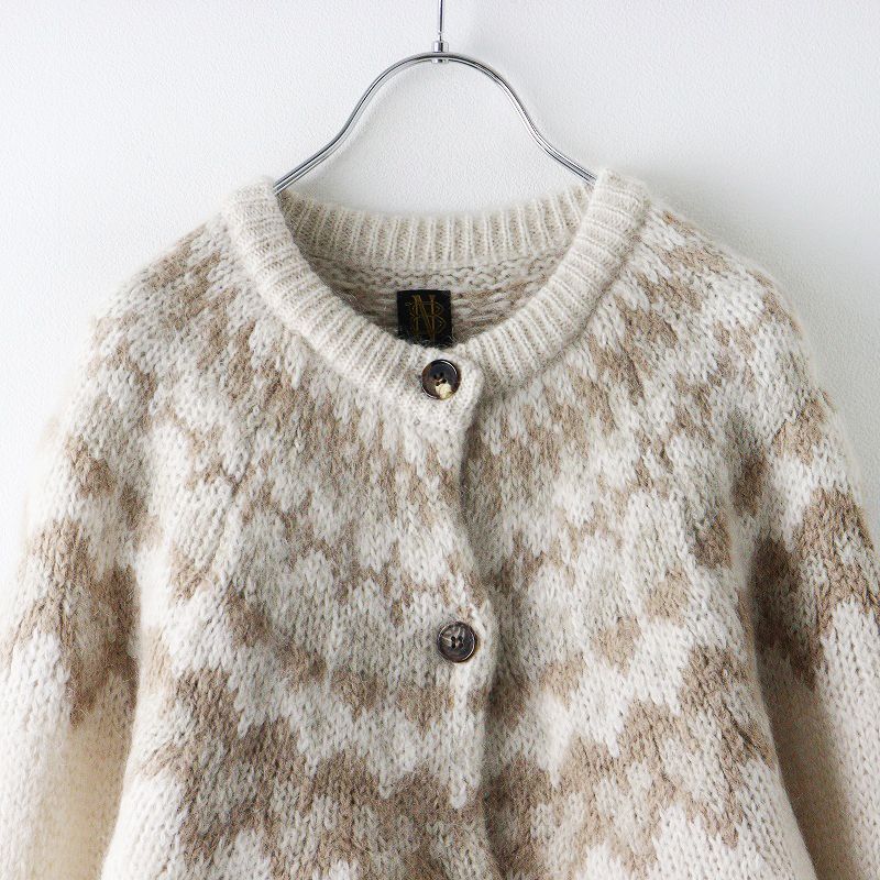 美品 バトナー BATONER MOHAIR NORDIC CREW NECK CARDIGAN モヘア