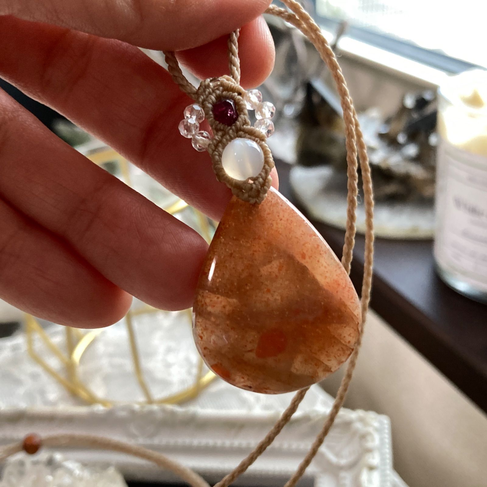 サンストーン（シズク型） マクラメネックレス B セミオーダー