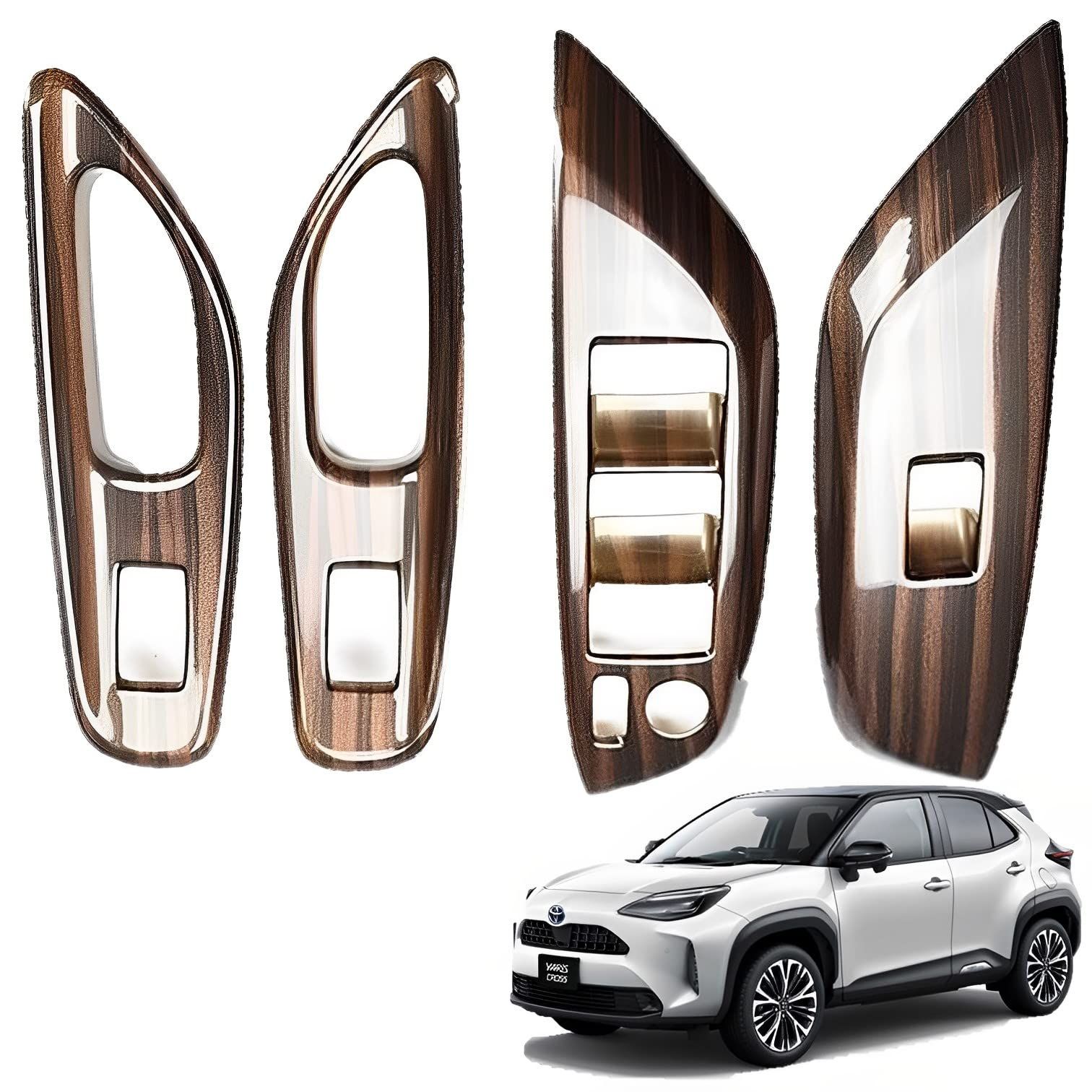 MIMIA ヤリス 新型 新型ヤリス YARIS クロス ドアスイッチ カバーパネル 装飾 カスタム カバー スイッチ パネル インテリア（ エボニー調） [エボニー調]
