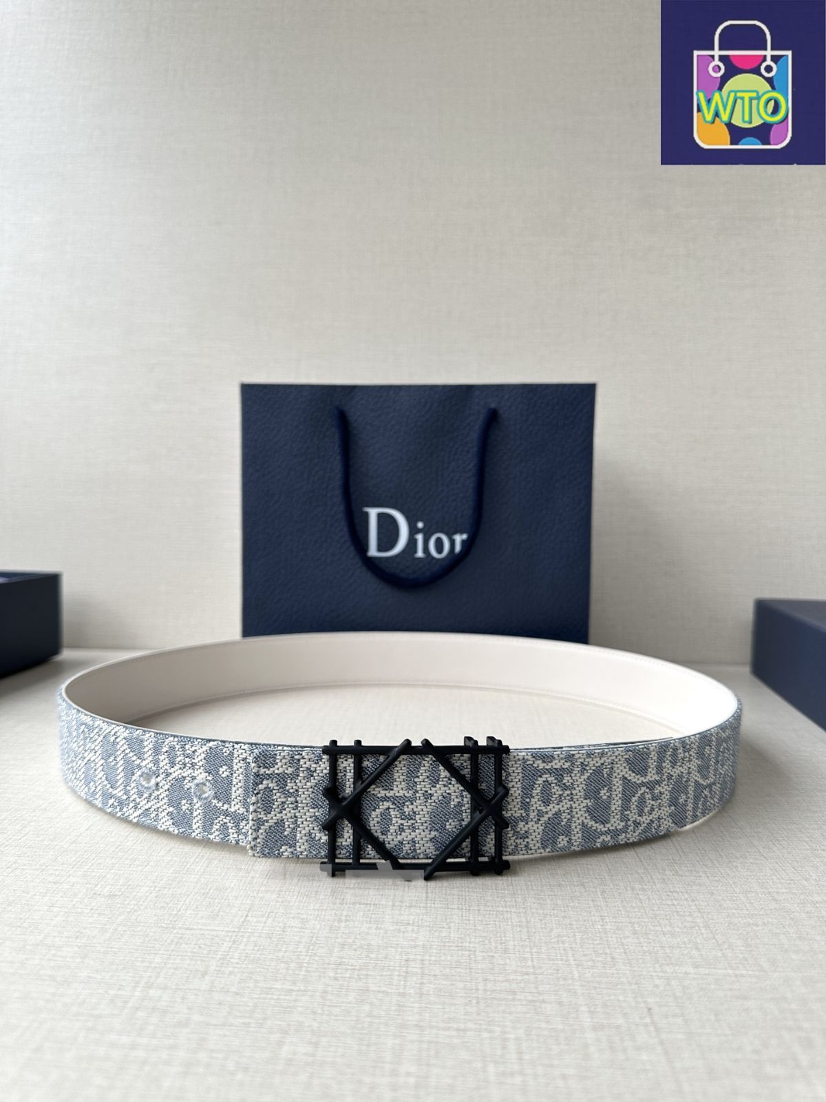 Dior ロゴプリント ベルト 今日WTO】Dior ディオール Montaigne レザーベルト-1-XEQ40