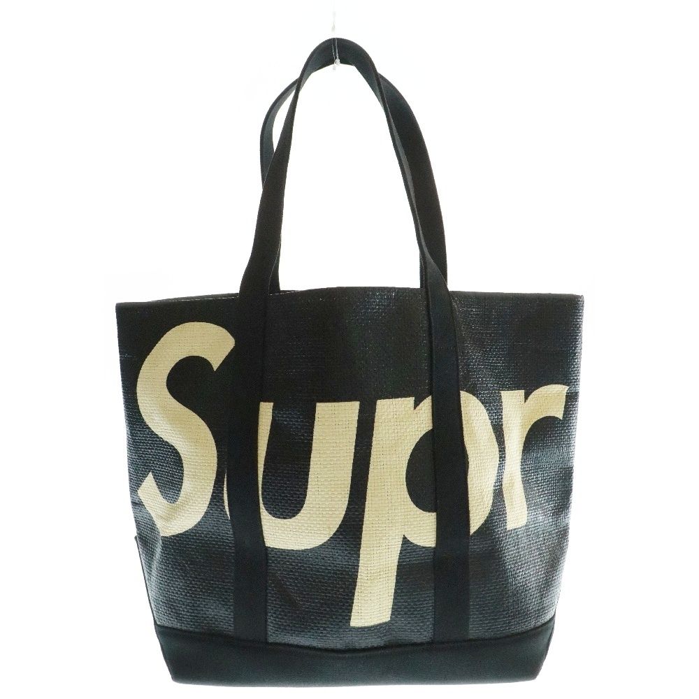 SUPREME シュプリーム 20SS Raffia Tote ラフィア ロゴ トートバッグ ブラック