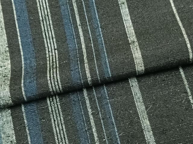 平和屋着物▽上質な紬 単衣 縞 正絹 逸品 AAAZ1516fy