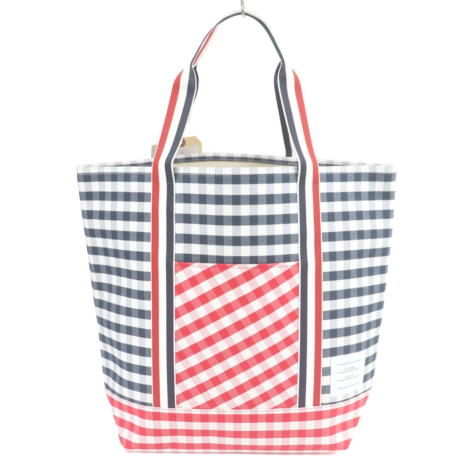 状態考慮でお手頃価格❗️ トムブラウン　チェック　キャンバス　トートバッグ 未使用品□THOM BROWNE トムブラウン ウェビングハンドル