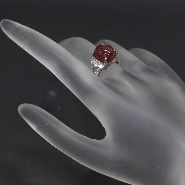 Pt900 トルマリンキャッツアイ ダイヤモンド リング 8.22ct D0.65ct