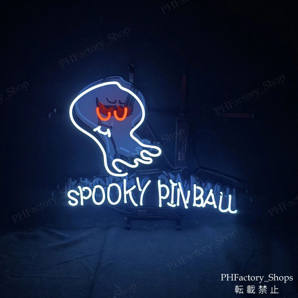 ネオン管 Spooky Pinball ネオンサイン スプーキー ピンボール ガラスネオンサイン 装飾ライト ビール バー パブ 室内装飾 店舗装飾 アメリカ雑貨 48x38cm A292