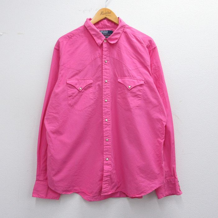 XL/古着 ラルフローレン 長袖 ブランド ウエスタン シャツ メンズ 90s 